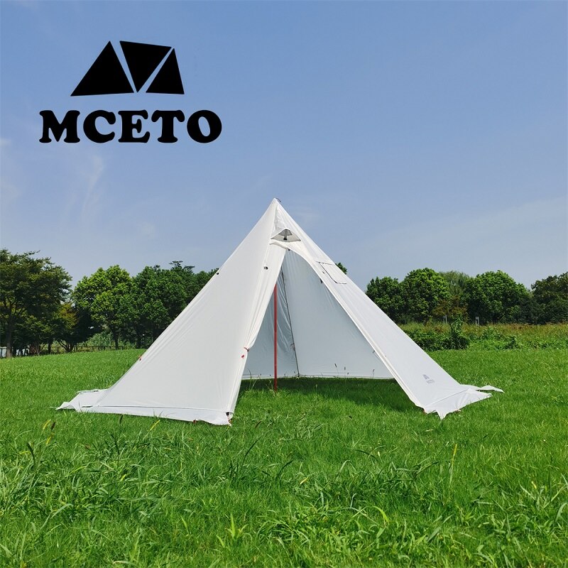 Cheap Goat Tents MCETO Outdoor Camping Lightweight 400CM Teepee 20D Hot Tent with Stove Jack Winter Hunting Octagonal 2Doors Wind And Rainproof   